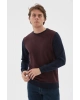 Bisiklet Yaka Desenli Sweatshirt Bordo / Burgundy
