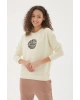 Baskılı Sweatshirt Ekru