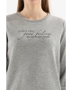 Baskılı Sweatshırt Gri Melanj / Grey Melange