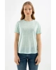 22y0547k1 Bisiklet Yaka Normal Kalıp Devore Mint Kadın T-shirt