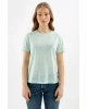 22y0547k1 Bisiklet Yaka Normal Kalıp Devore Mint Kadın T-shirt