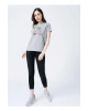 22y0103k1 Bisiklet Yakakısa Kollu Normal Kalıp Baskılı Gri Melanj Kadın T-shirt