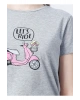 22y0103k1 Bisiklet Yakakısa Kollu Normal Kalıp Baskılı Gri Melanj Kadın T-shirt