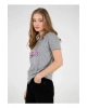 22y0103k1 Bisiklet Yakakısa Kollu Normal Kalıp Baskılı Gri Melanj Kadın T-shirt