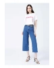 22y0491k1 Yüksek Bel Bol Kesim Mavi Kadın Denim Pantolon