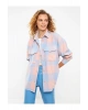Ekose Uzun Kollu Oversize Kadın Oduncu Gömlek Ceket