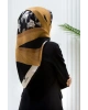 Kadın Twill Ipek Eşarp Gold - Siyah