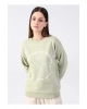 Bisiklet Yaka Baskılı Çağla Kadın Sweatshırt 22k0572k1