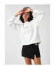 Slogan Baskılı Sweatshirt Bisiklet Yaka Uzun Kollu Içi Polarlı