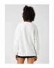 Slogan Baskılı Sweatshirt Bisiklet Yaka Uzun Kollu Içi Polarlı