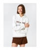 Kelebek Baskılı Sweatshirt Kapüşonlu Uzun Kollu