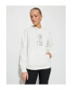 Kapüşonlu Sweatshirt Nakışlı Kanguru Cepli Uzun Kollu