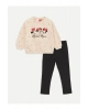 Bisiklet Yaka Uzun Kollu Minnie Mouse Baskılı Kız Bebek Sweatshirt ve Tayt 2li Takım