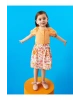 Kare Yaka Kısa Kollu Kız Bebek Gömlek Ve Etek 2li Takım