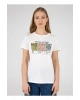 22y0654k1 Bisiklet Yakakısa Kollu Normal Kalıp Baskılı Beyaz Kadın T-shirt
