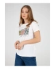 22y0654k1 Bisiklet Yakakısa Kollu Normal Kalıp Baskılı Beyaz Kadın T-shirt
