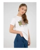 22y0654k1 Bisiklet Yakakısa Kollu Normal Kalıp Baskılı Beyaz Kadın T-shirt
