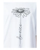 22y0402k1 Bisiklet Yaka Relaxed Baskılı Beyaz Kadın T-shirt