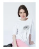 22y0402k1 Bisiklet Yaka Relaxed Baskılı Beyaz Kadın T-shirt