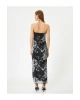 Straplez Midi Elbise Korse Detaylı