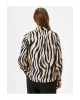 Zebra Desenli Gömlek Saten Düğmeli Klasik Yaka Regular Fit