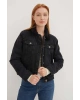 İçi Kürklü Denim Ceket Siyah