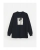 Bisiklet Yaka Baskılı Uzun Kollu Oversize Kadın Sweatshirt Tunik