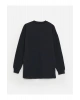 Bisiklet Yaka Baskılı Uzun Kollu Oversize Kadın Sweatshirt Tunik