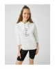 Kedi Baskılı Kapüşonlu Sweatshirt Uzun Kollu Içi Polarlı