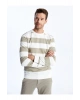 Bisiklet Yaka Uzun Kollu Çizgili Erkek Sweatshirt
