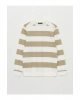 Bisiklet Yaka Uzun Kollu Çizgili Erkek Sweatshirt