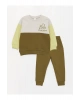 Bisiklet Yaka Uzun Baskılı Erkek Bebek Sweatshirt ve Pantolon 2li Takım