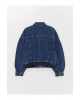 Gömlek Yaka Düz Uzun Kollu Oversize Kadın Jean Ceket