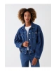 Gömlek Yaka Düz Uzun Kollu Oversize Kadın Jean Ceket