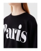 Bisiklet Yaka Baskılı Uzun Kollu Oversize Kadın Sweatshirt Tunik