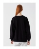 Bisiklet Yaka Baskılı Uzun Kollu Oversize Kadın Sweatshirt Tunik