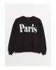 Bisiklet Yaka Baskılı Uzun Kollu Oversize Kadın Sweatshirt Tunik