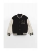 LCW Kids Yeni Siyah Nakışlı Kız Çocuk Bomber Mont