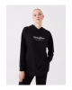 Baskılı Uzun Kollu Oversize Kadın Hoodie