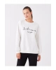 Bisiklet Yaka Nakışlı Uzun Kollu Kadın Sweatshirt