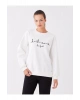 Bisiklet Yaka Nakışlı Uzun Kollu Kadın Sweatshirt