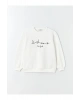 Bisiklet Yaka Nakışlı Uzun Kollu Kadın Sweatshirt