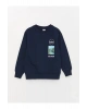 LCW Kids Rahat Kalıp Bisiklet Yaka Baskılı Erkek Çocuk Sweatshirt