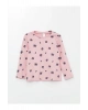 Bisiklet Yaka Uzun Kollu Çiçekli Kız Bebek Pijama Üst