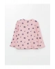 Bisiklet Yaka Uzun Kollu Çiçekli Kız Bebek Pijama Üst