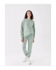 Bisiklet Yaka Nakışlı Uzun Kollu Oversize Kadın Sweatshirt