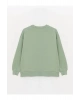 Bisiklet Yaka Nakışlı Uzun Kollu Oversize Kadın Sweatshirt