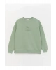 Bisiklet Yaka Nakışlı Uzun Kollu Oversize Kadın Sweatshirt
