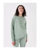Bisiklet Yaka Nakışlı Uzun Kollu Oversize Kadın Sweatshirt