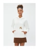 Kapüşonlu Sweatshirt Kanguru Cepli Kedi Nakışlı